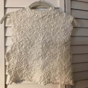 Zara Women's White Textured Sleeveless Ruched Crop Top size L - NWT